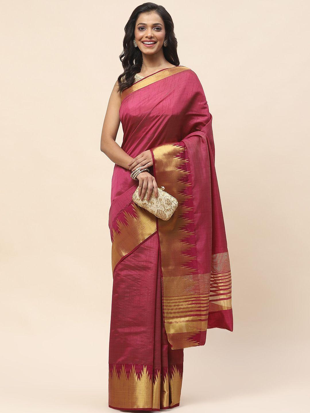 meena bazaar woven design zari art silk saree