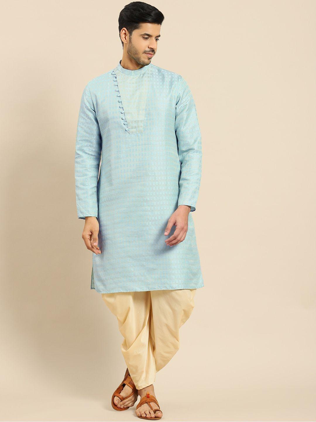 anouk geometric thread work round neck straight kurta