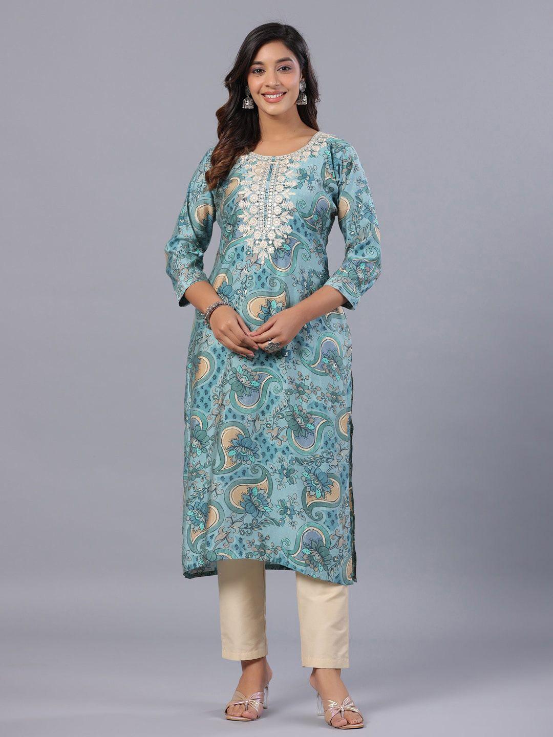 amchoor floral printed straight kurta