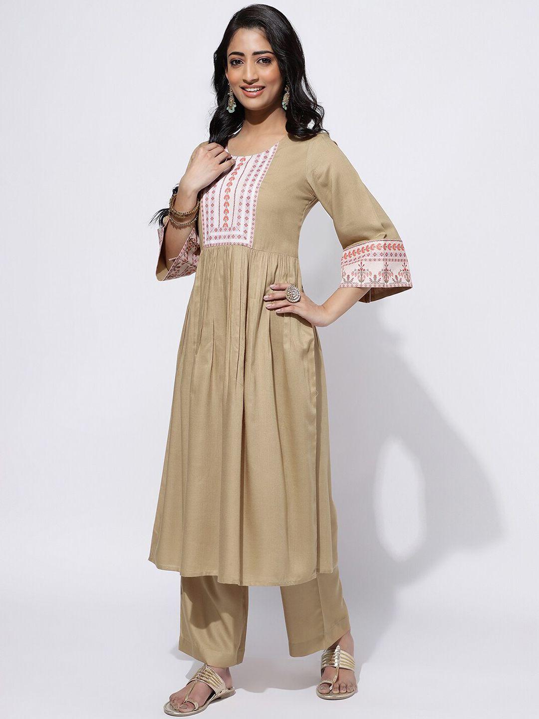 kalini ethnic motifs digital printed a-line kurta with palazzos & dupatta