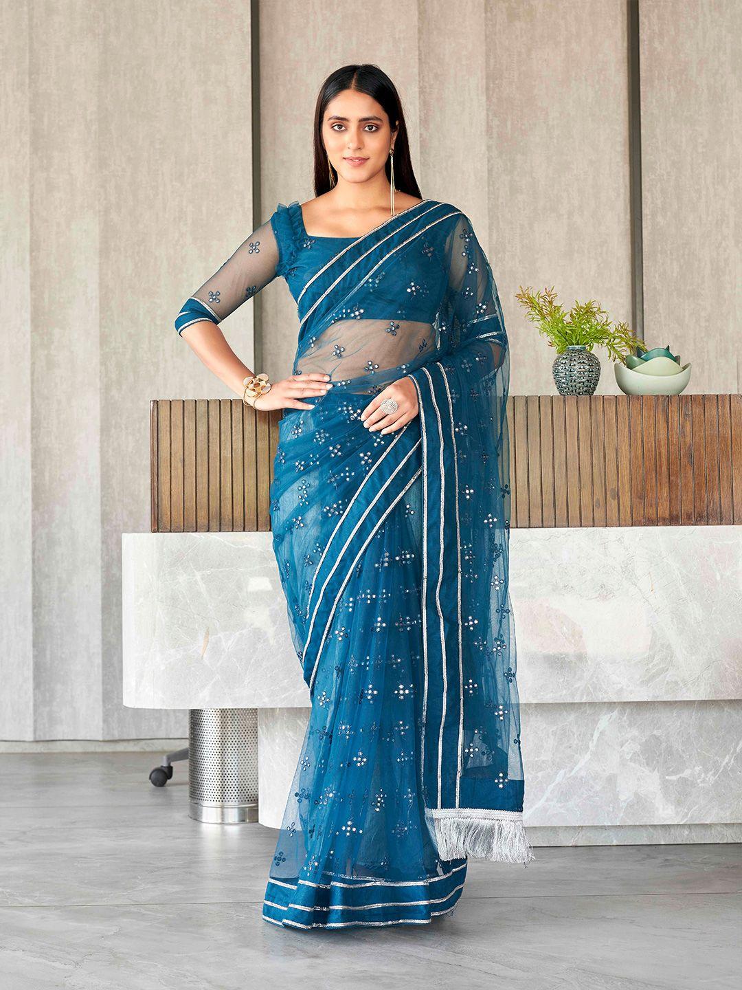 tikhi imli mirror work net heavy work saree