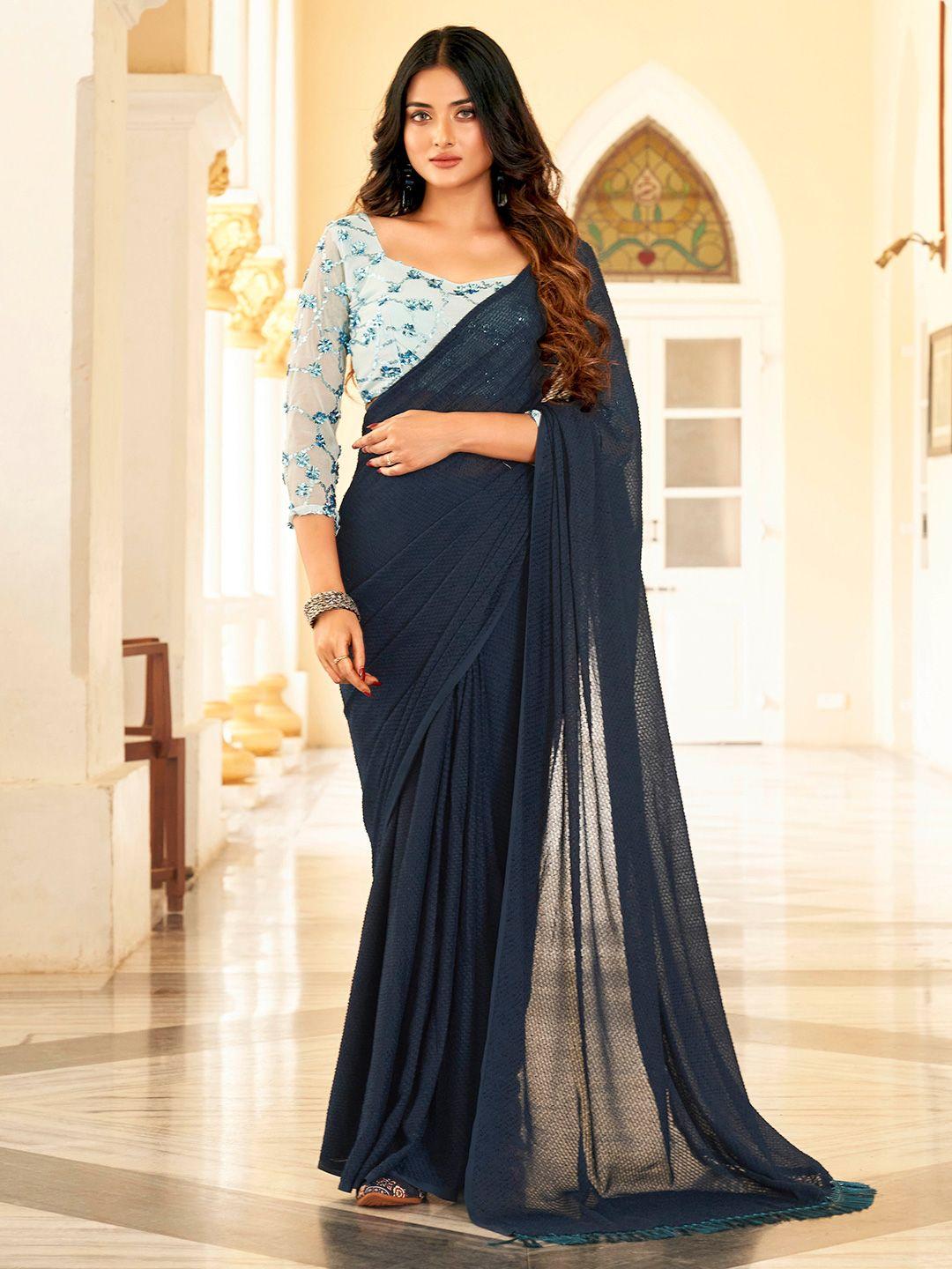 tikhi imli nay blue sequinned saree