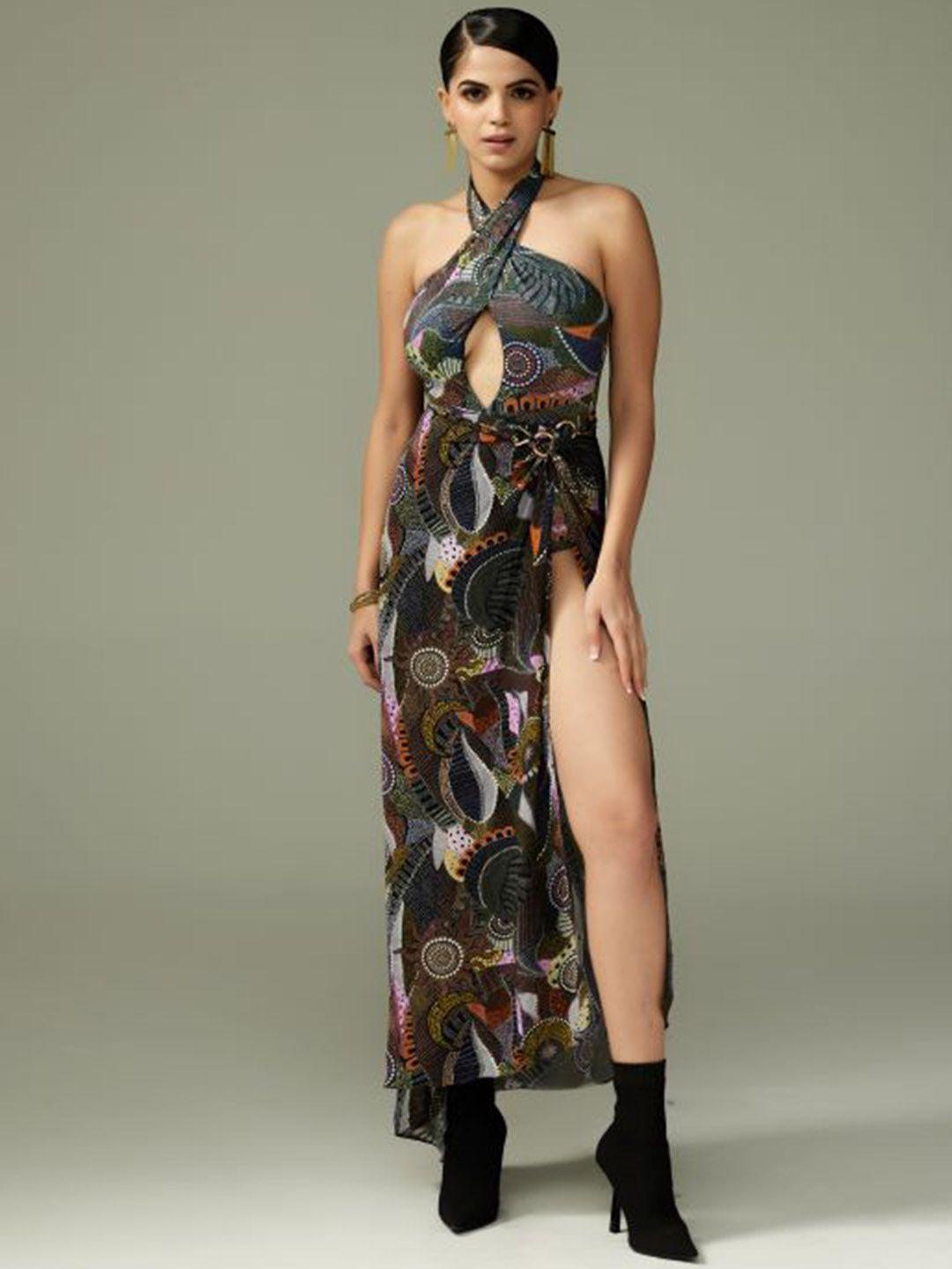 tizzi printed halter neck bodysuit