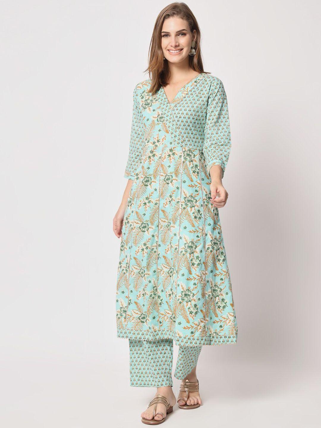 salwat women ethnic motifs printed regular kurta with trousers