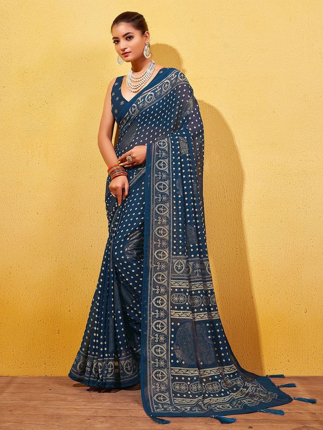 mitera ethnic motifs printed zari georgette saree