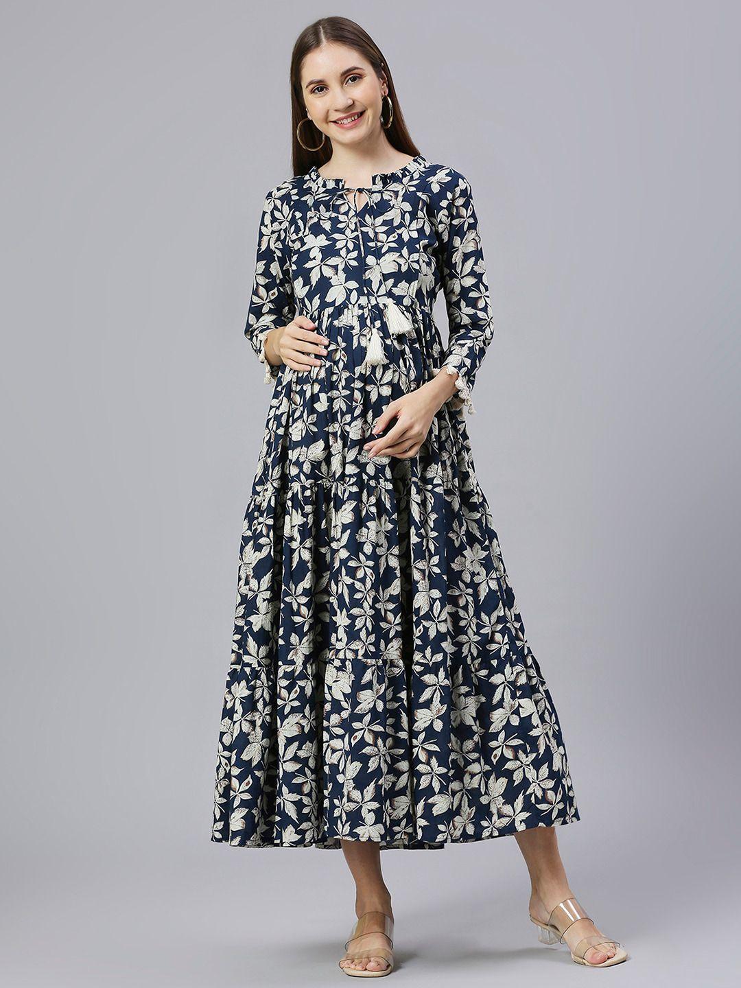 aanyor floral printed keyhole neck maternity cotton maxi dress