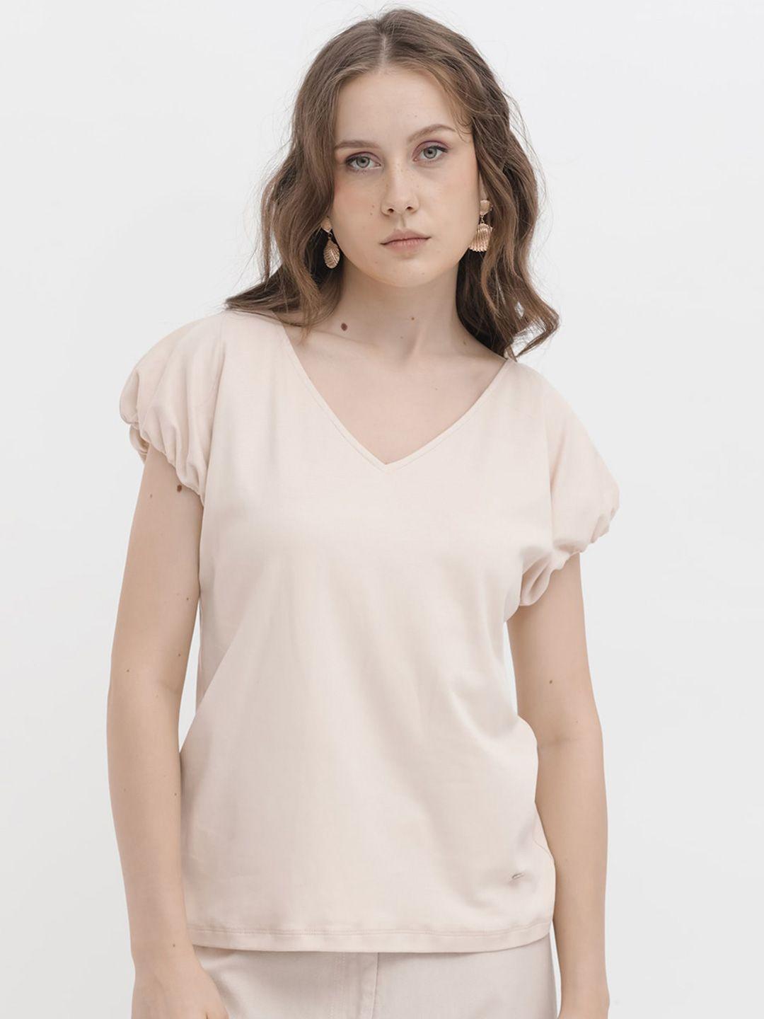 rareism puff sleeve cotton styled back top