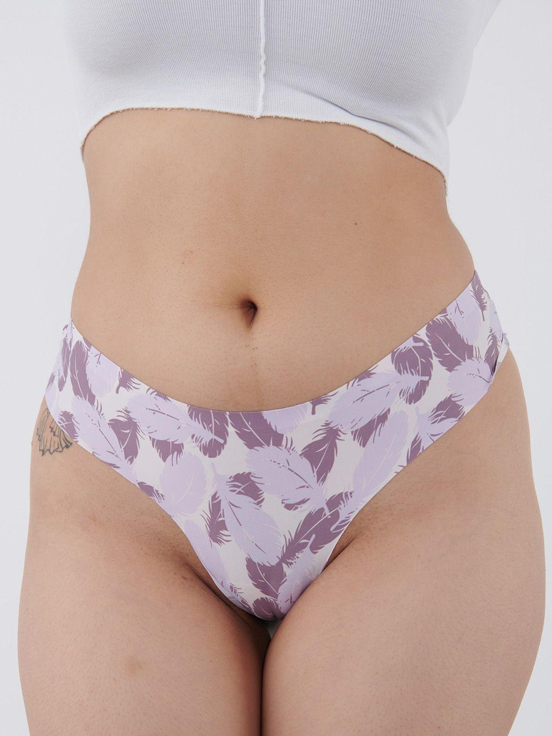 big little lemons lilac leaves printed inner elastic thong briefs bllt143-s