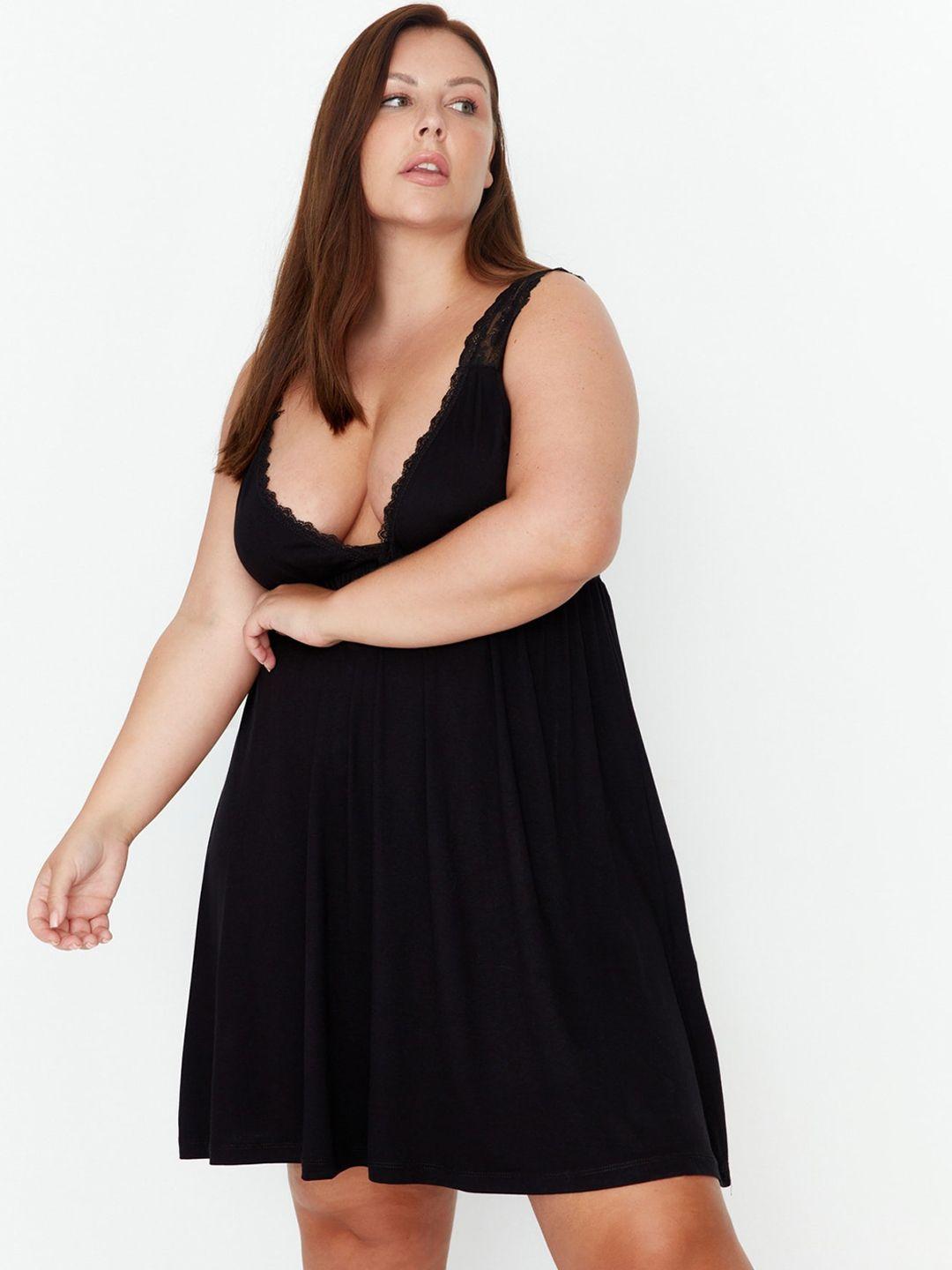 trendyol plus size v-neck regular nightdress