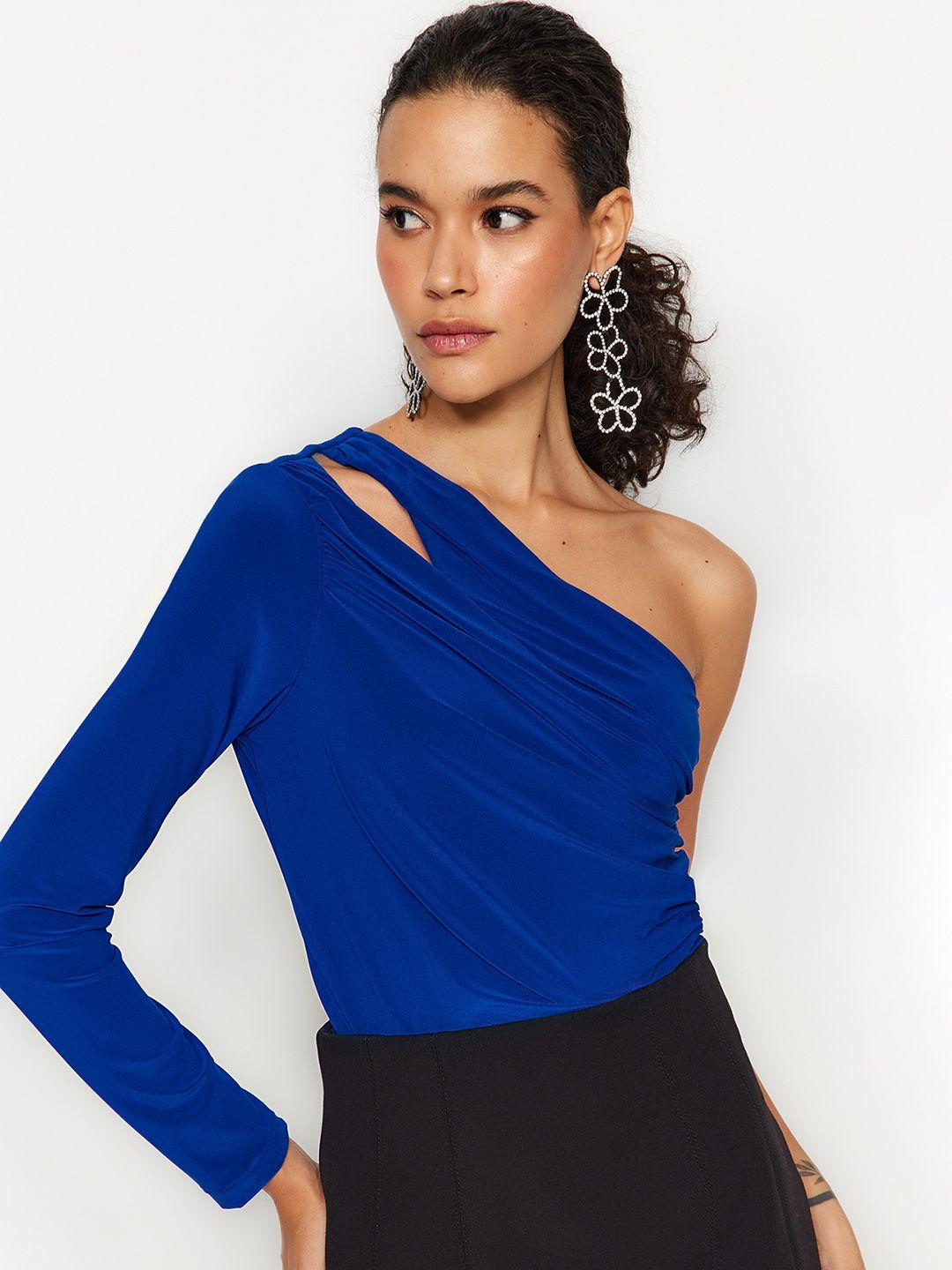 trendyol one shoulder gathered top