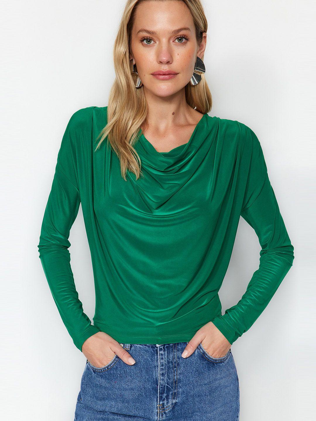 trendyol cowl neck net top