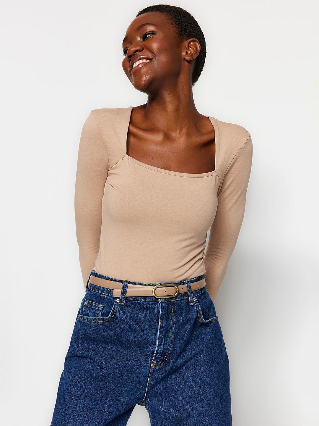 trendyol square neck fitted top