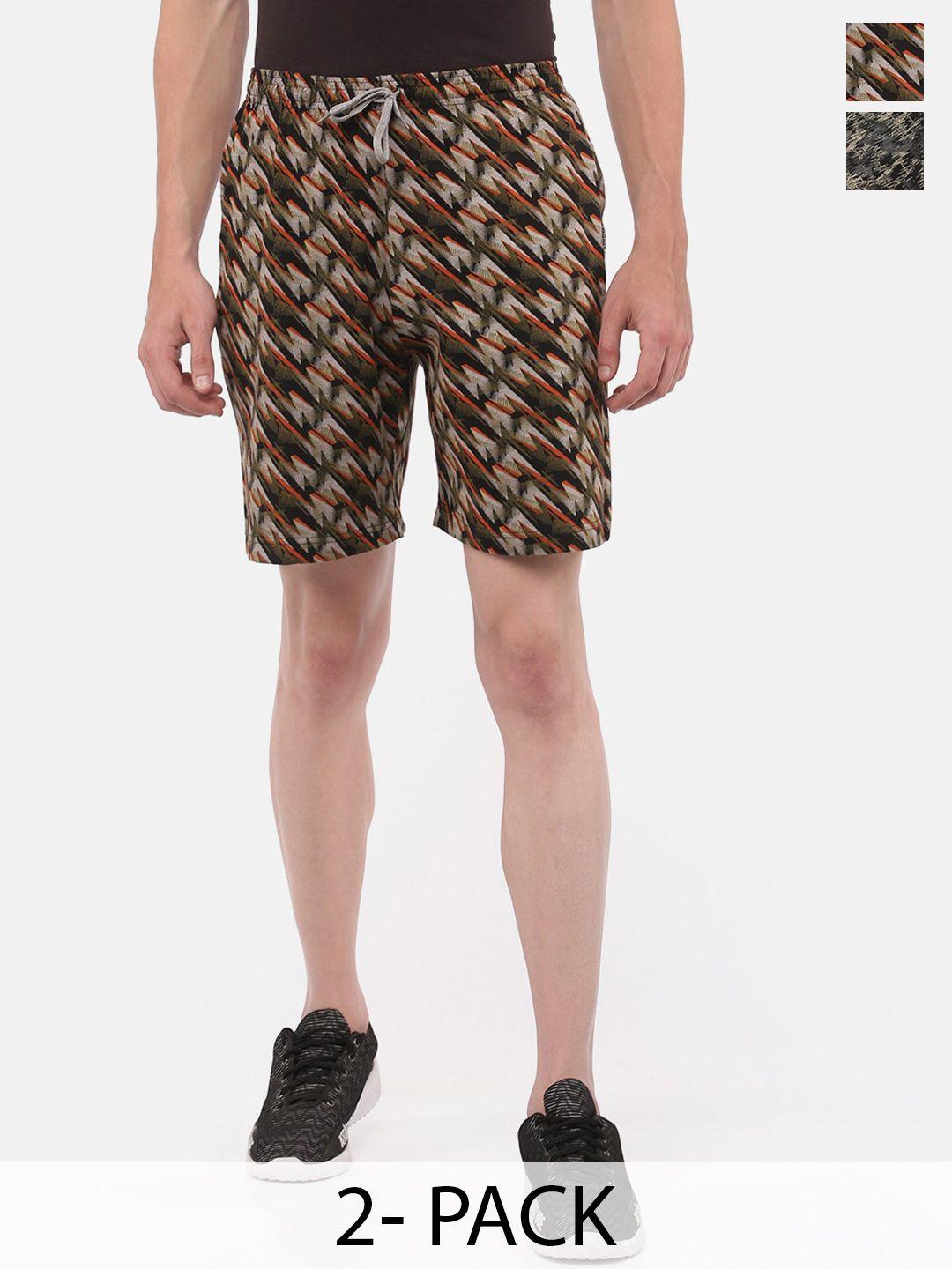 dollar men pack of 2 abstract printed cotton  shorts