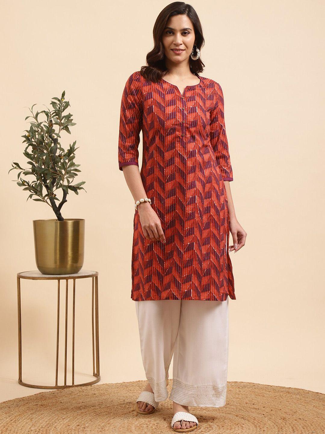 rangita women printed regular pure cotton kurta with palazzos