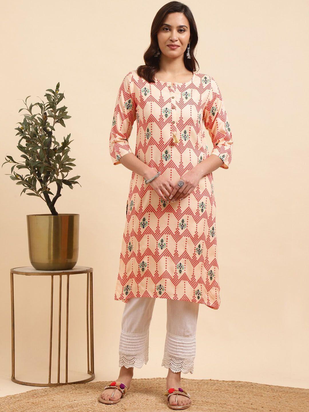 rangita women floral printed regular kurta with trousers