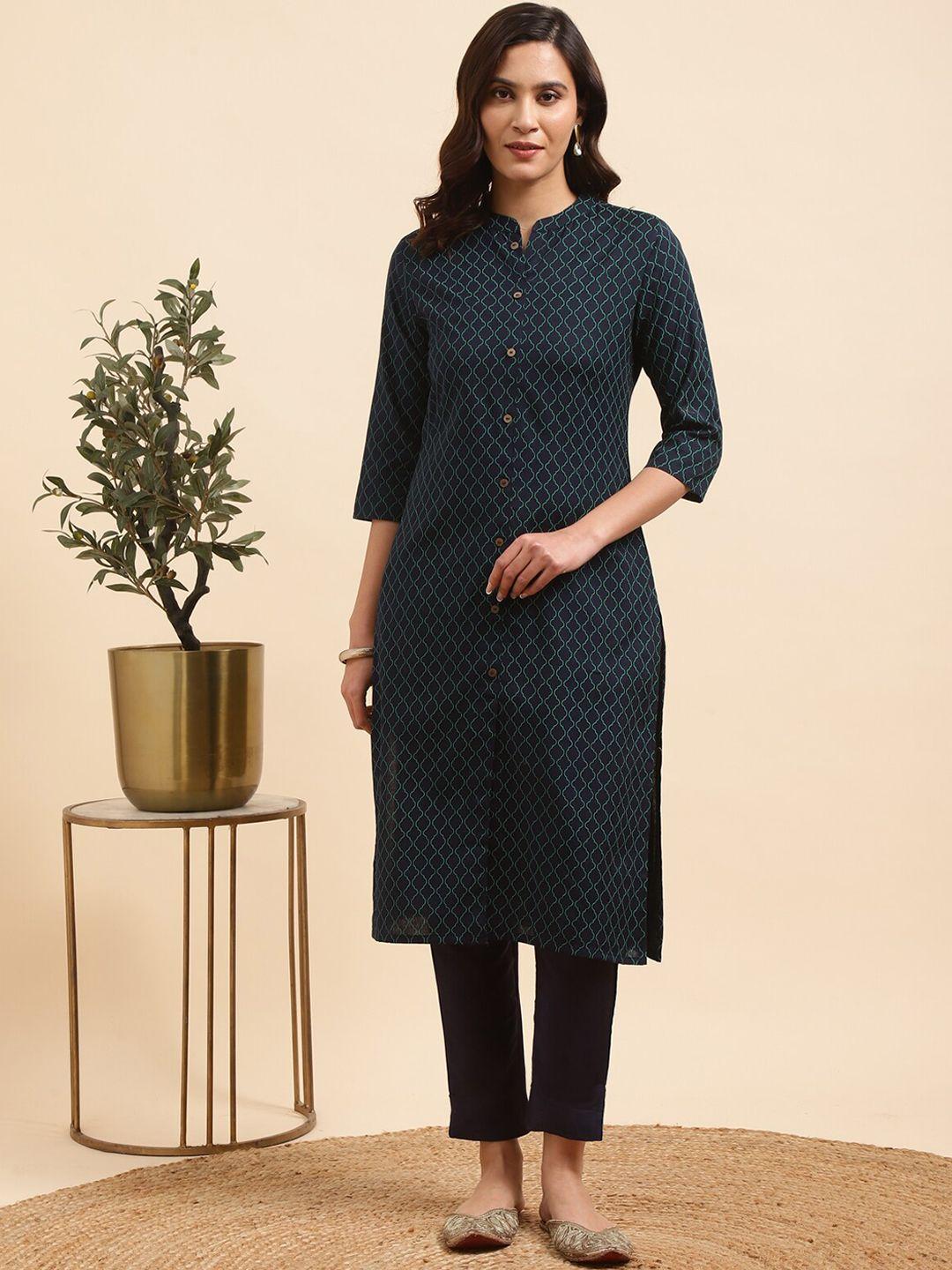 rangita women printed regular kurta with trousers