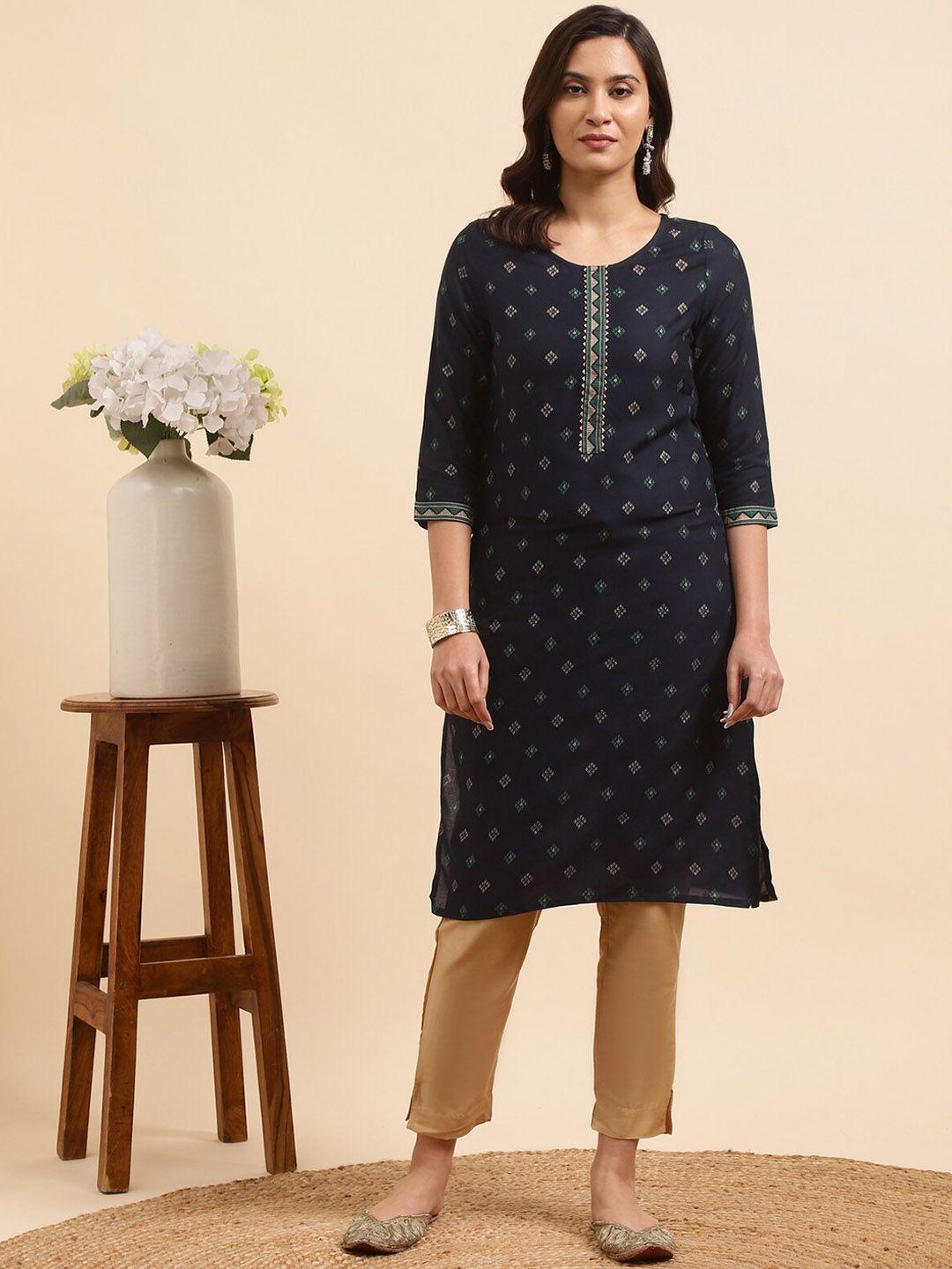 rangita women printed regular kurta with trousers