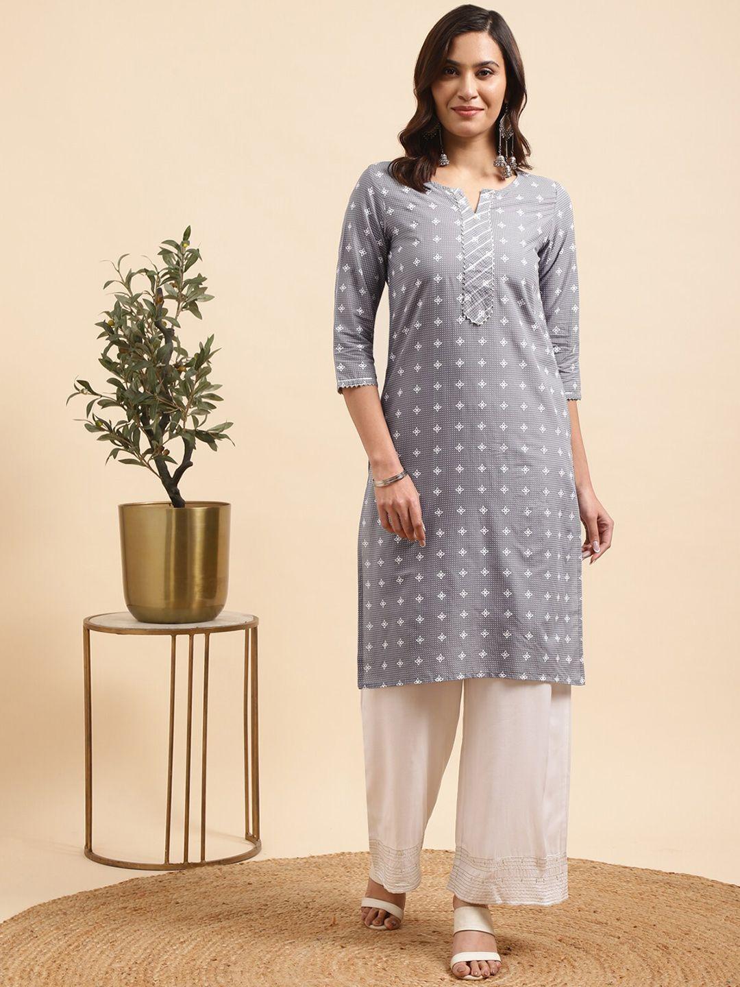 rangita women printed regular pure cotton kurta with palazzos