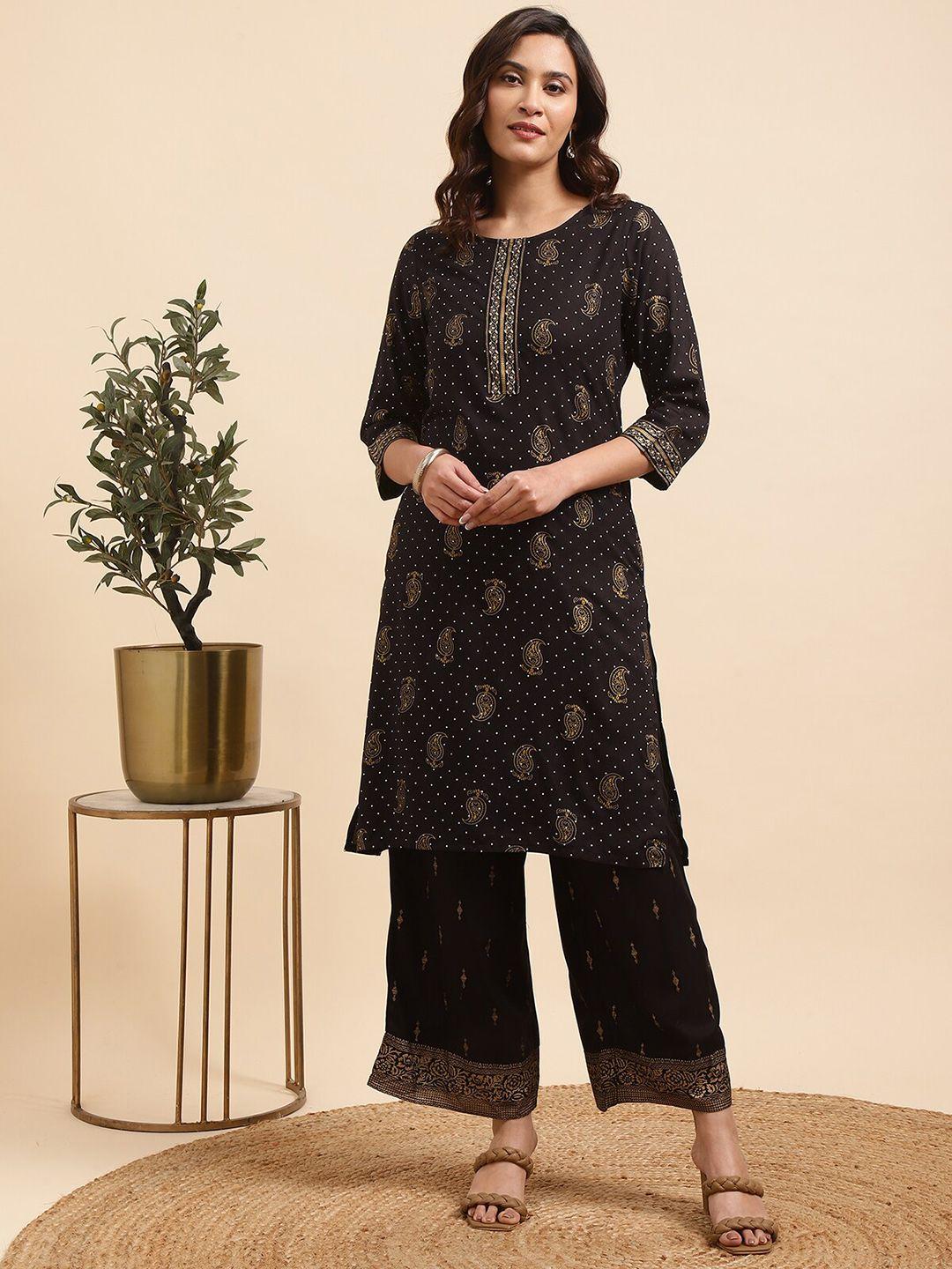 rangita women paisley printed regular kurta with palazzos