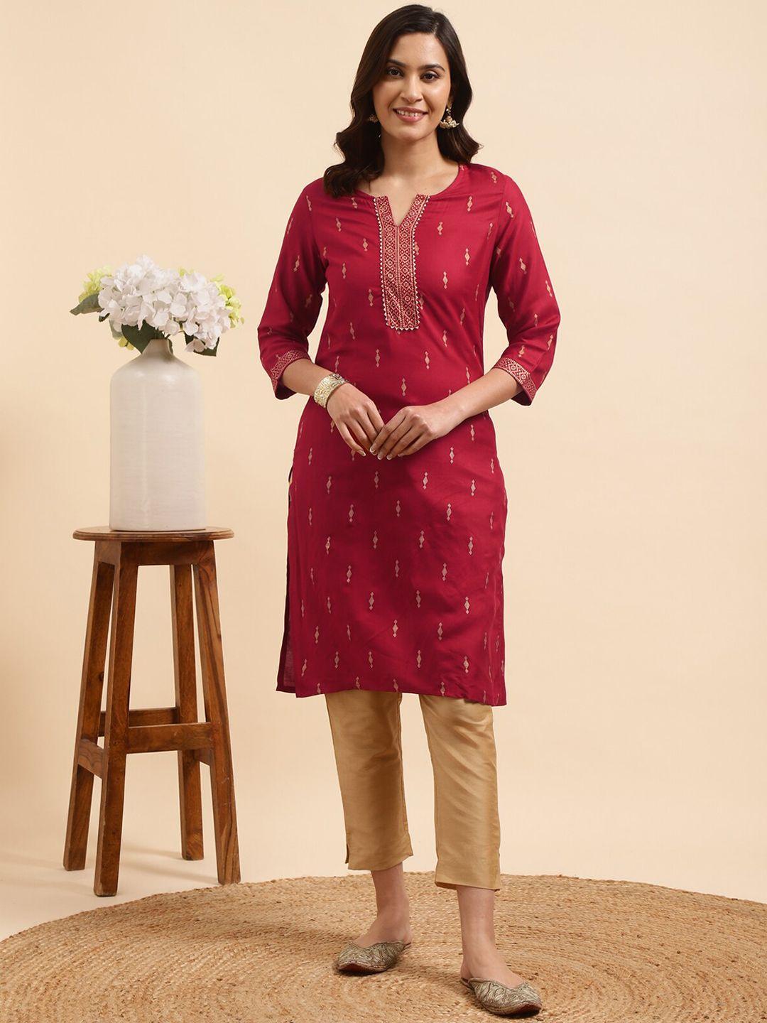 rangita women ethnic motifs printed regular kurta with trousers