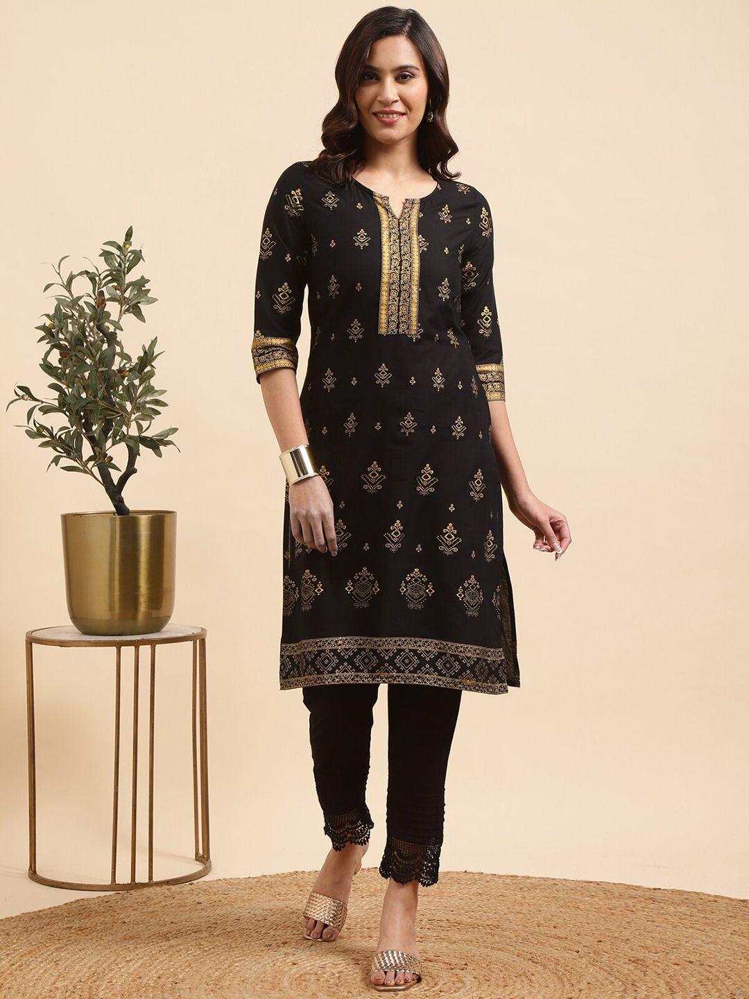 rangita women ethnic motifs printed regular pure cotton kurta with trousers