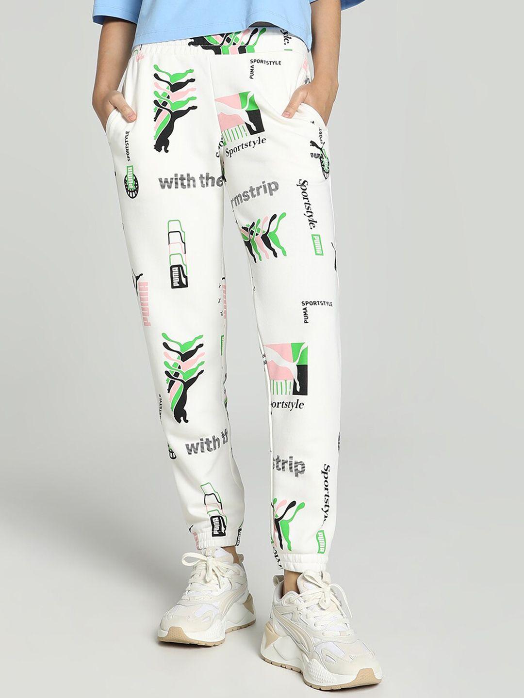 puma classics women printed cotton mid-rise joggers