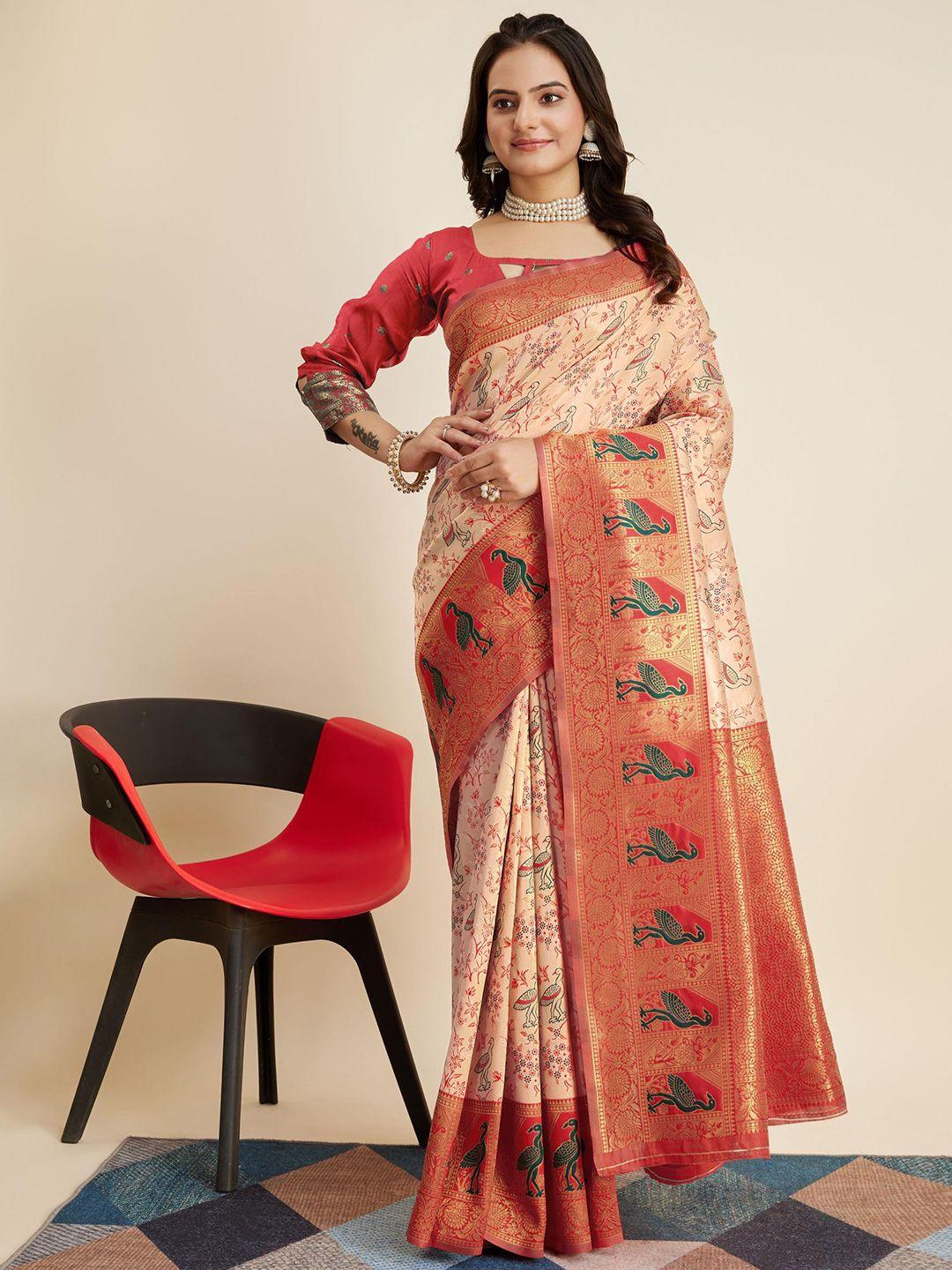 here&now woven design zari banarasi saree