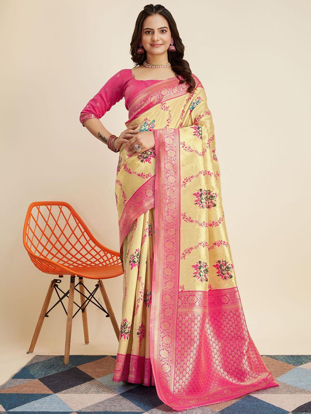 here&now ethnic motifs zari banarasi saree