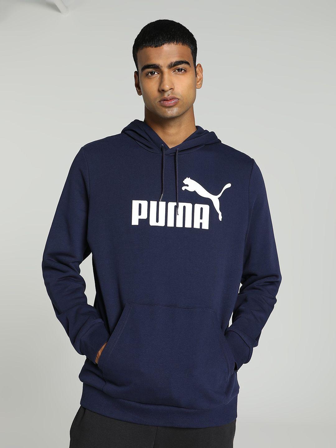 puma brand logo printed cotton hooded sweatshirt