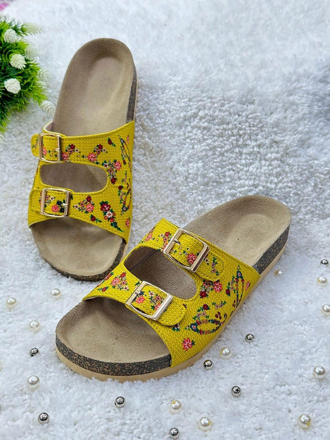 kiana printed buckles detail open toe flats