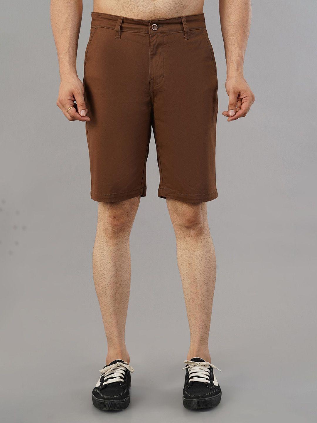 mast & harbour brown men mid-rise slim fit cotton chino shorts