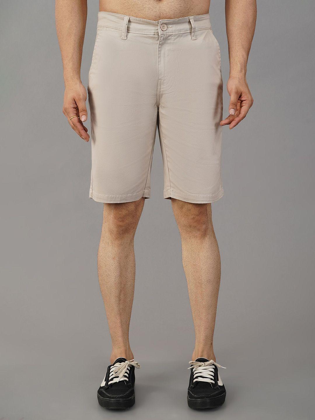 mast & harbour beige men mid-rise slim fit cotton chino shorts