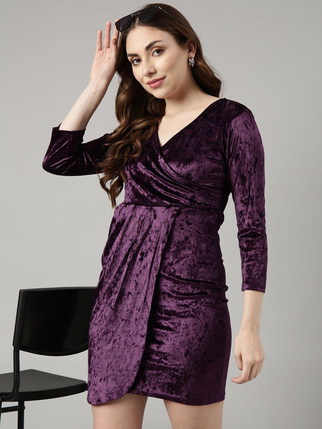 showoff v-neck regular sleeves asymmetric mini empire party dress