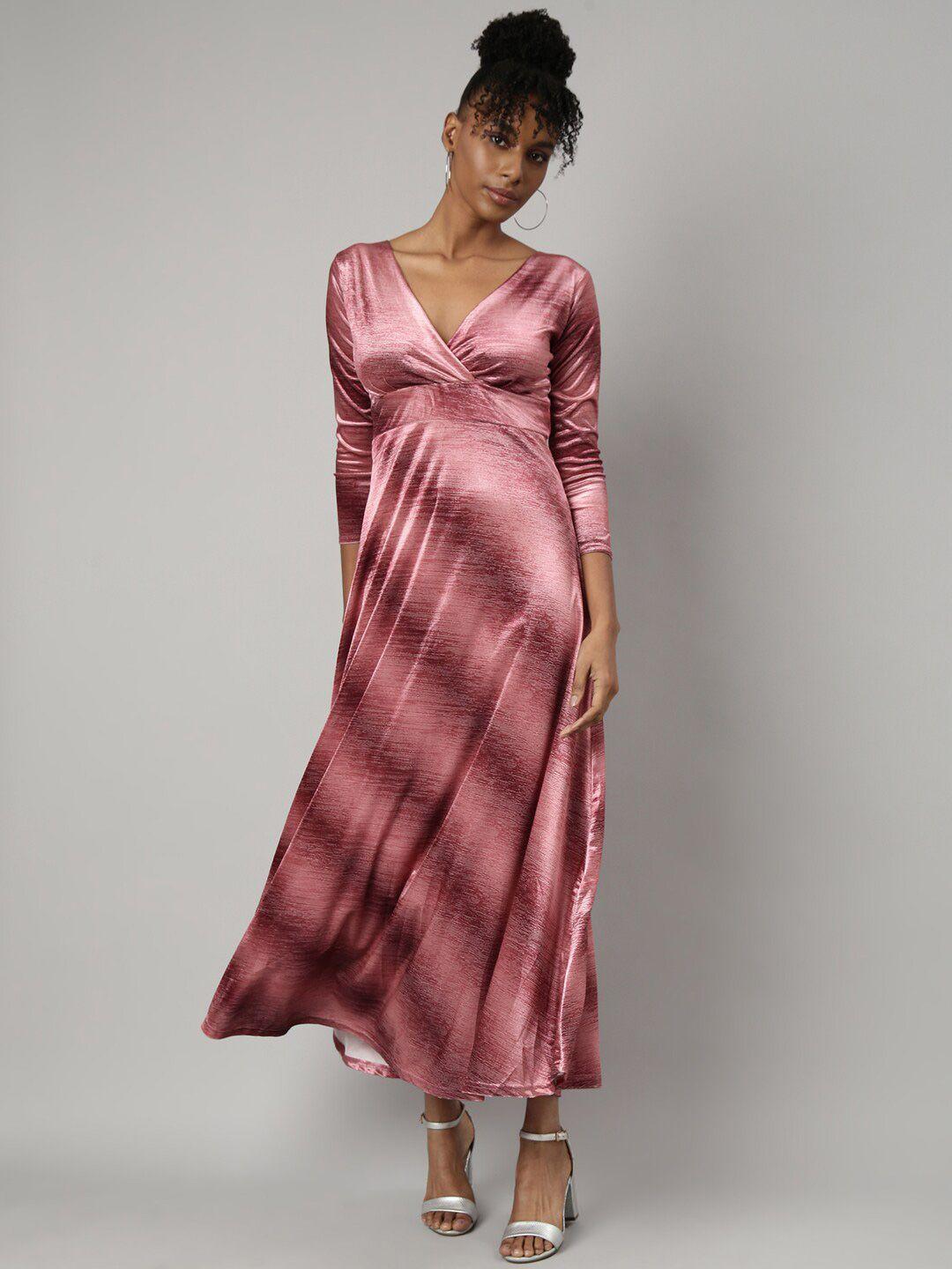 showoff v-neck velvet fit and flare maxi dress