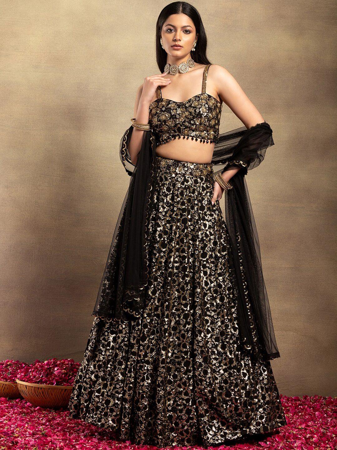 indya luxe embellished ready to wear lehenga & blouse with dupatta