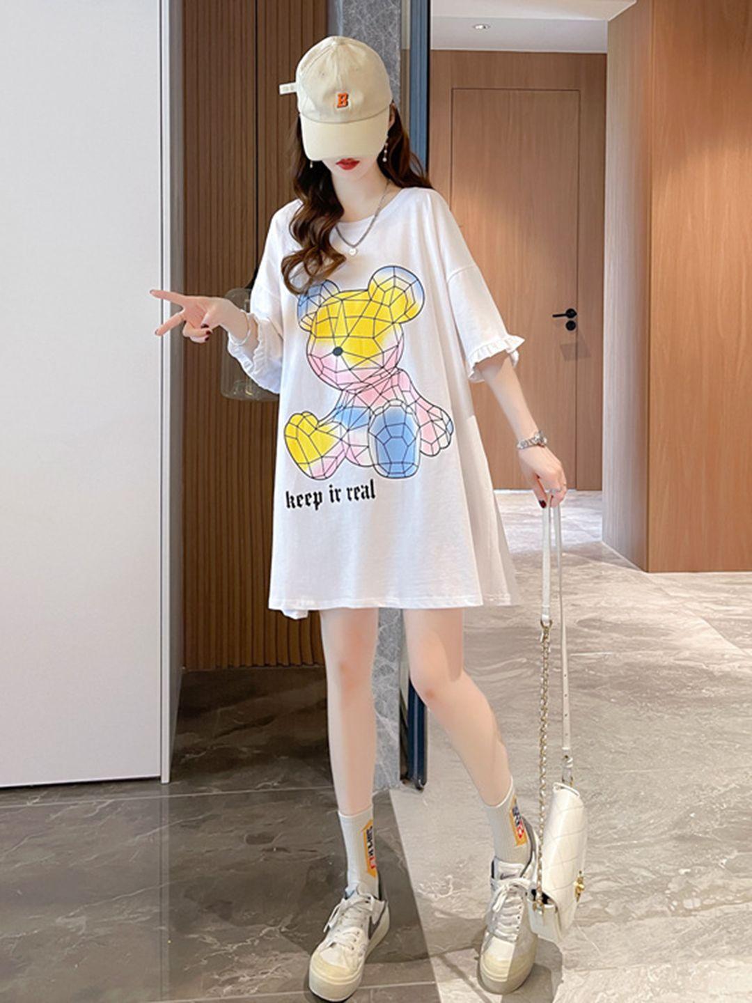 stylecast graphic printed round neck above knee t-shirt dress