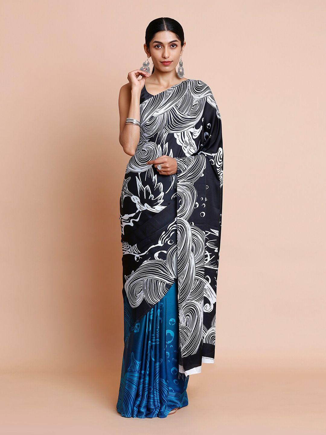 kalyan silks abstract printed pure crepe kovai saree