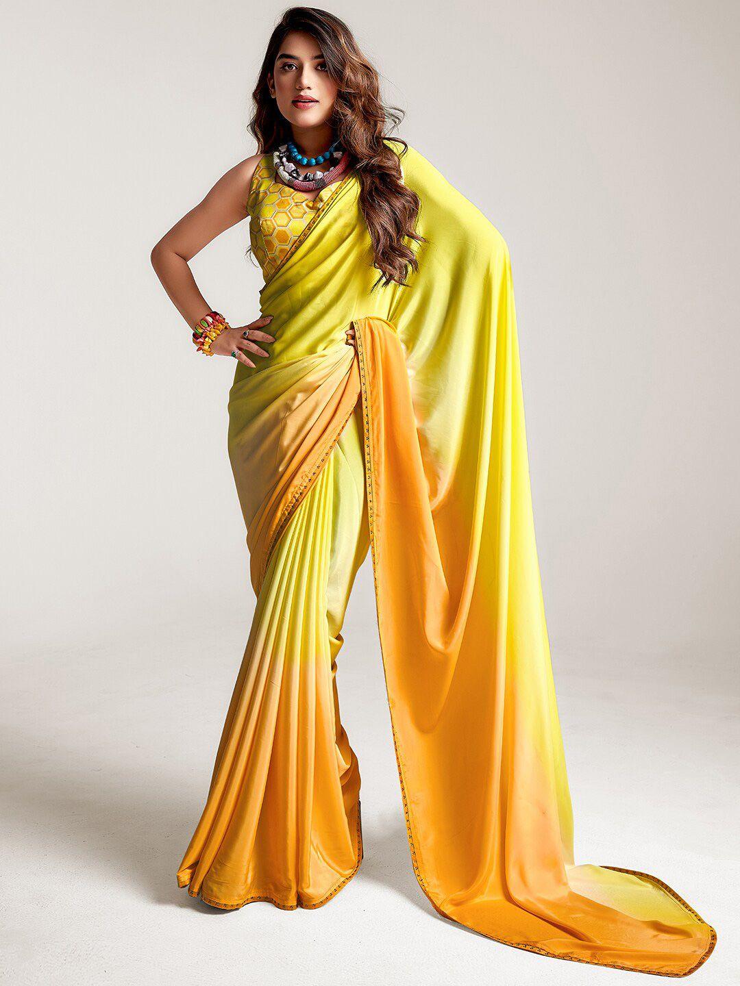 sanskar ombre beads and stones pure crepe saree