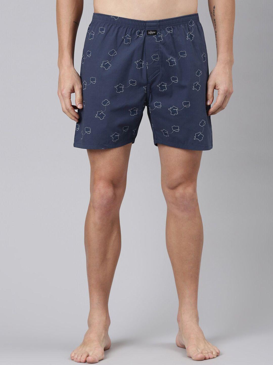 the roadster lifestyle co. navy blue printed pure cotton boxers