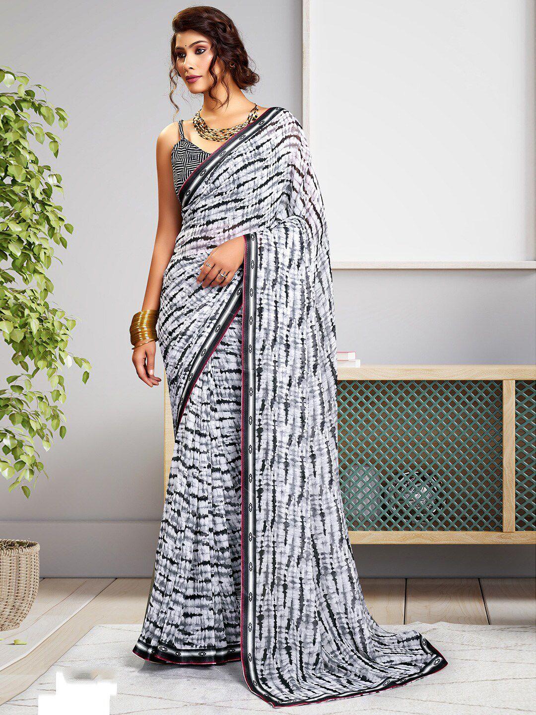 sanskar tie and dye printed georgette saree