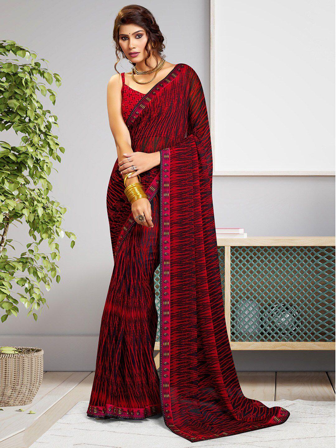 sanskar geometric printed georgette saree