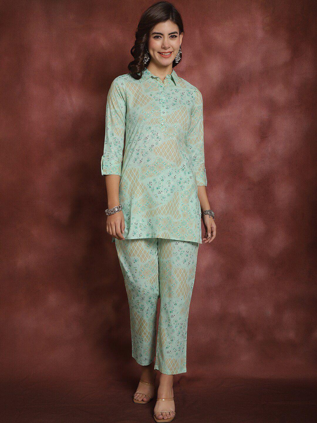 prakrti printed pure cotton tunic & trouser