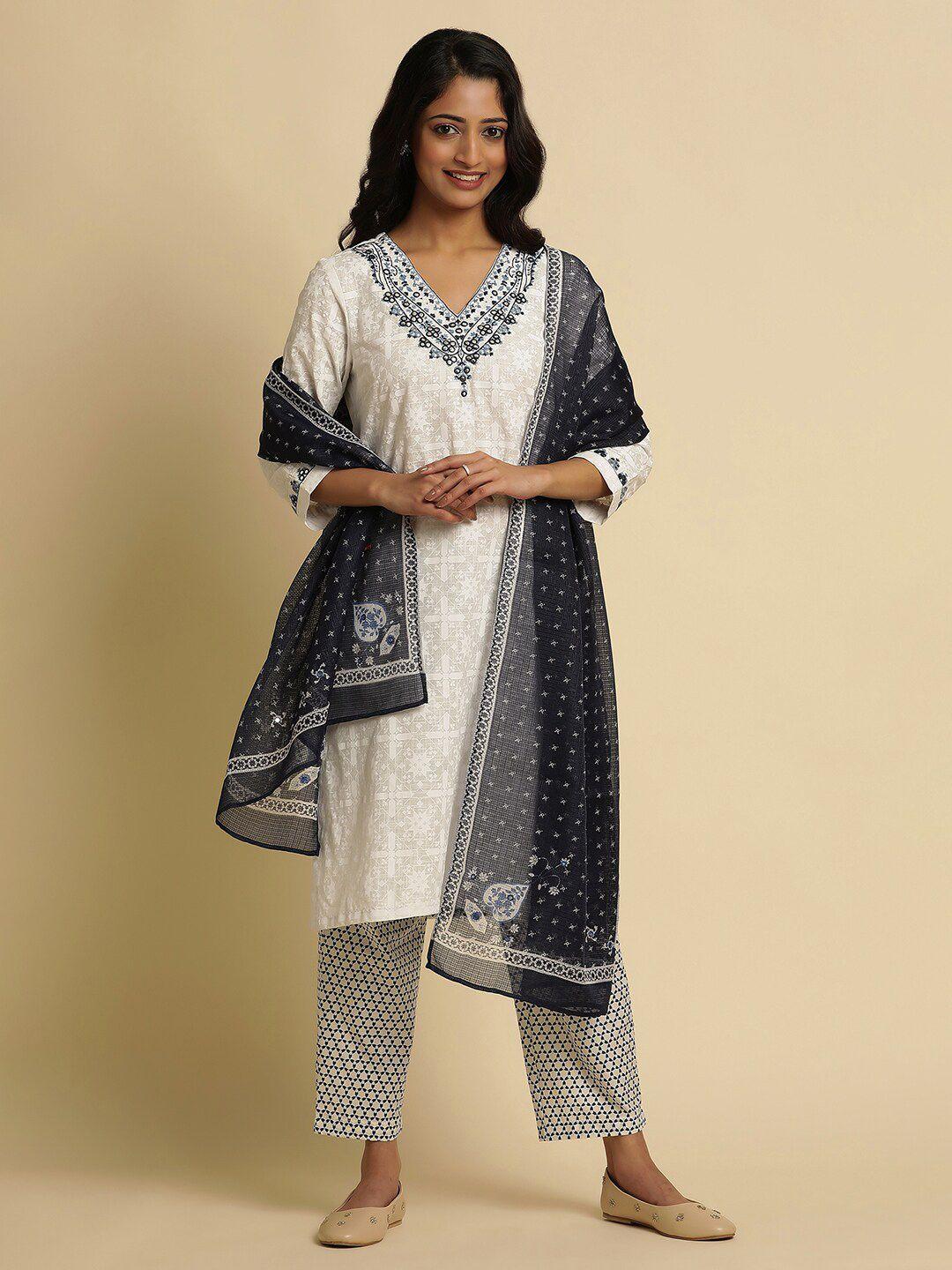 w ethnic motifs printed thread work dupatta