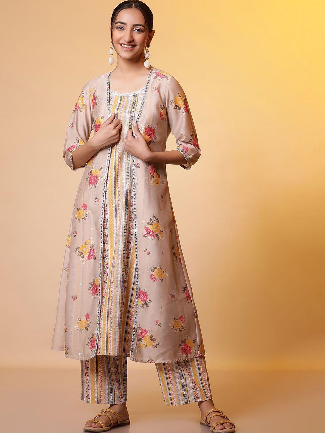 aurelia floral printed regular kurta with trousers