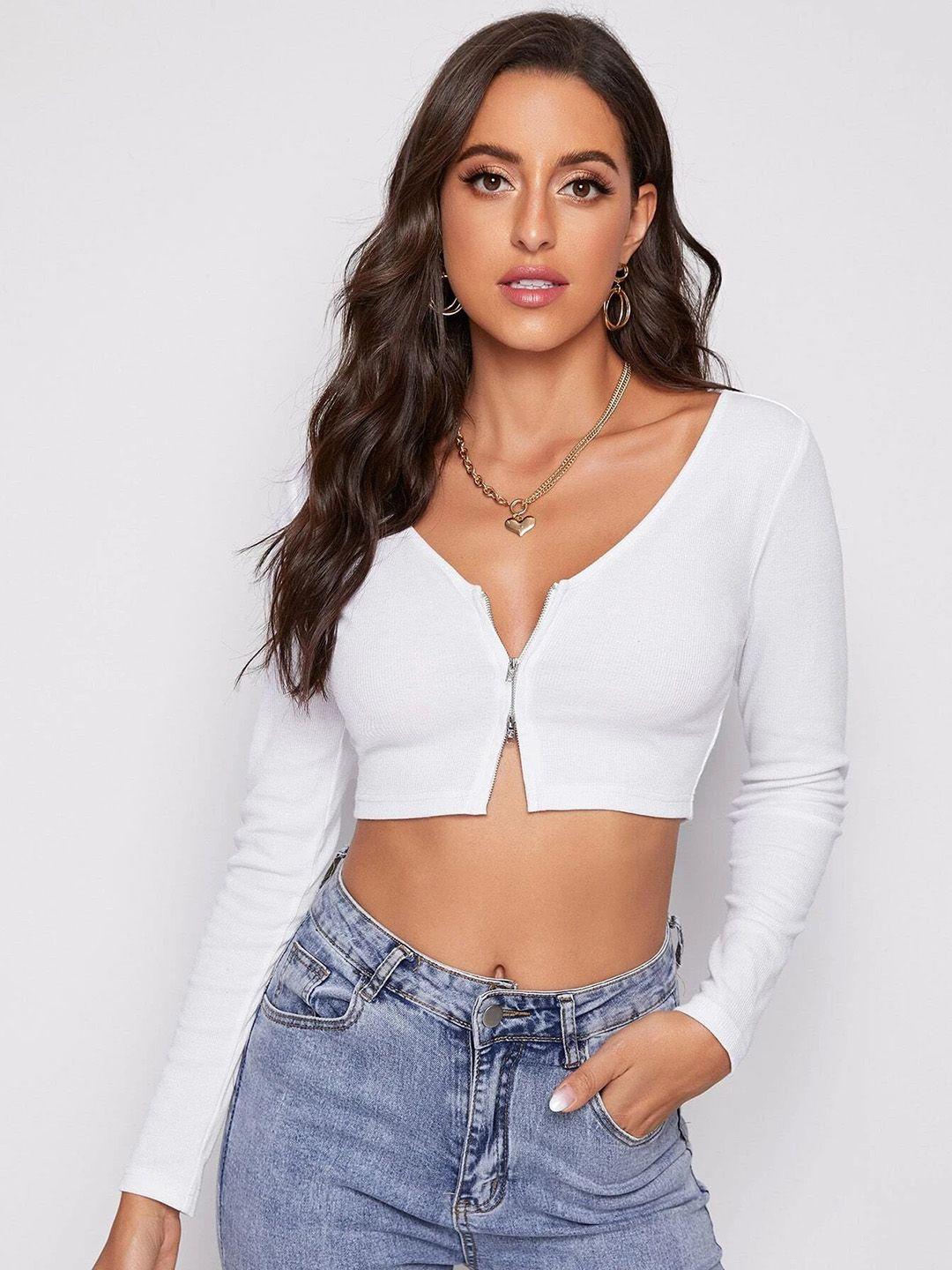 stylecast x slyck v-neck fitted crop top