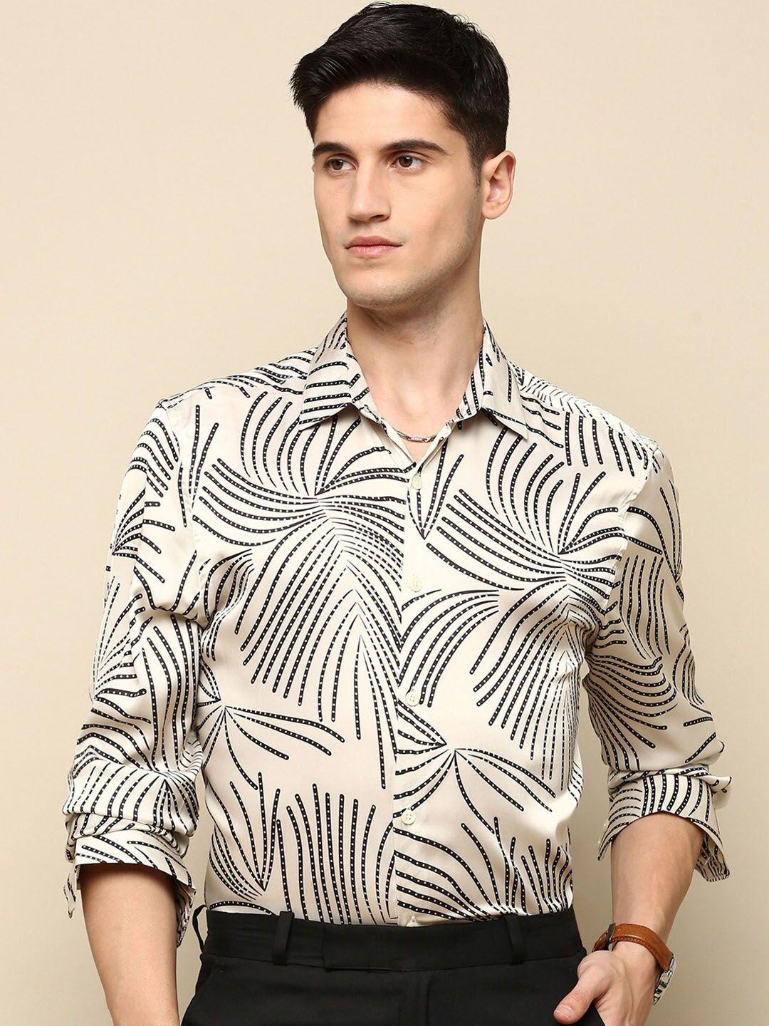 invictus club slim fit printed satin party shirt