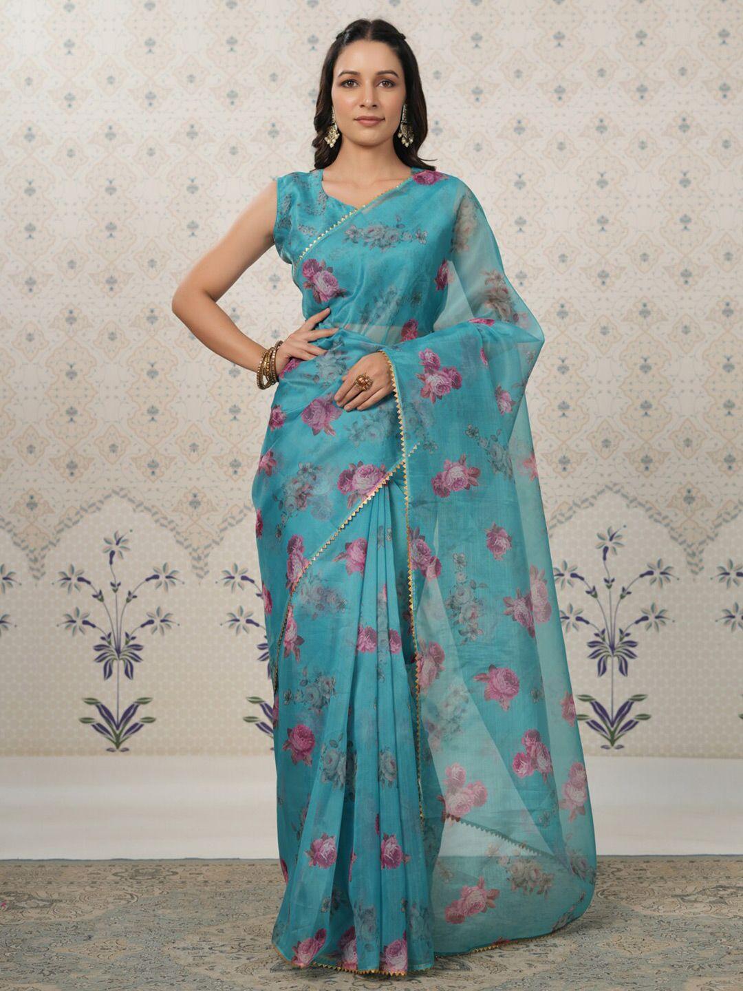 ode by house of pataudi floral gotta patti organza saree