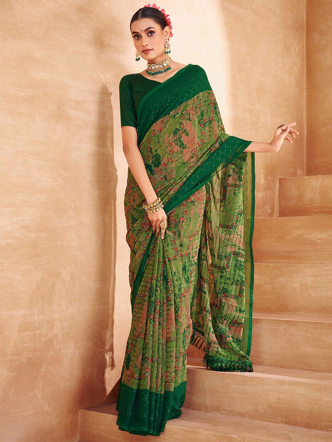 mitera abstract printed sequinned saree