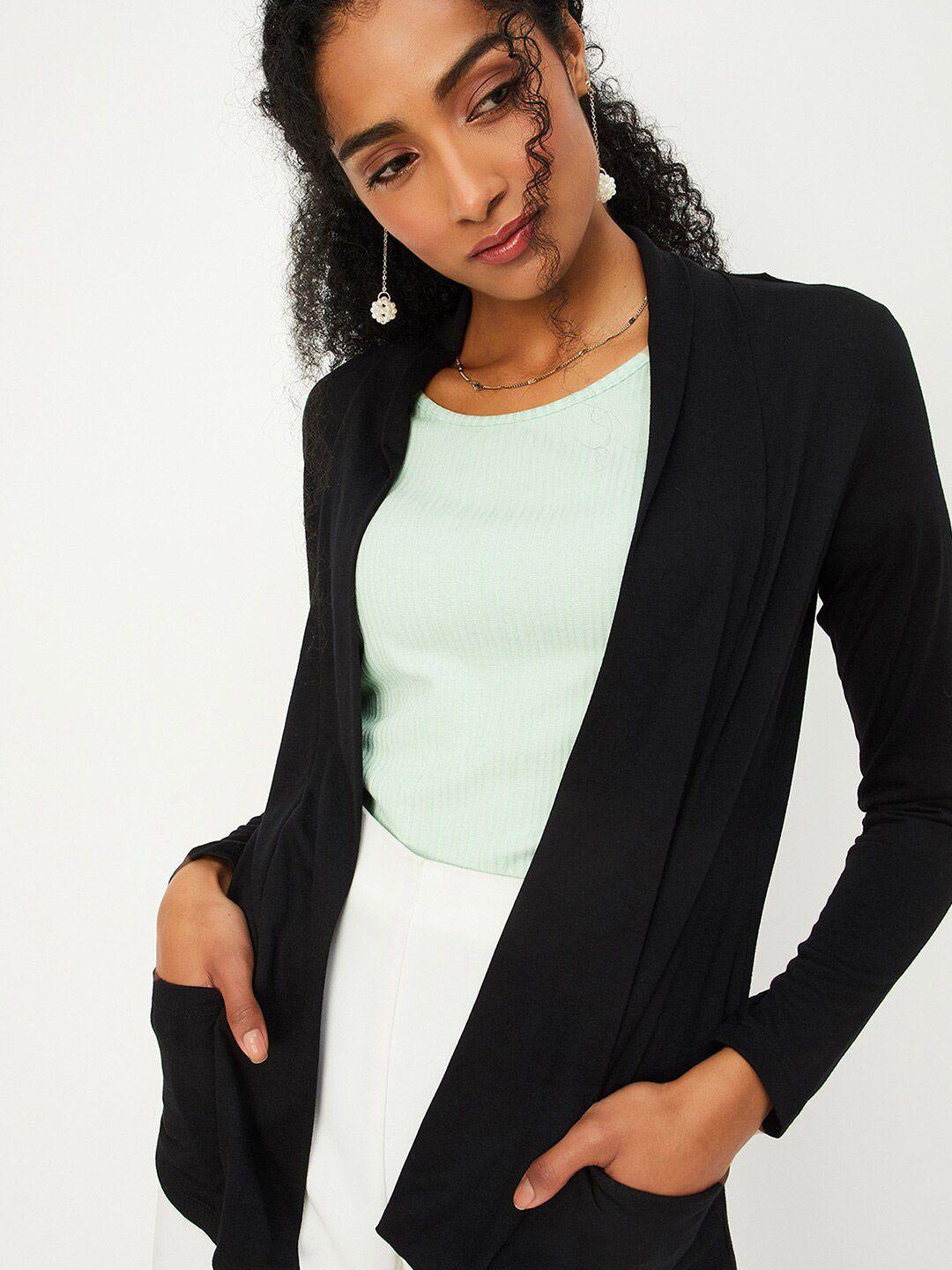 max women open front acrylic shrug