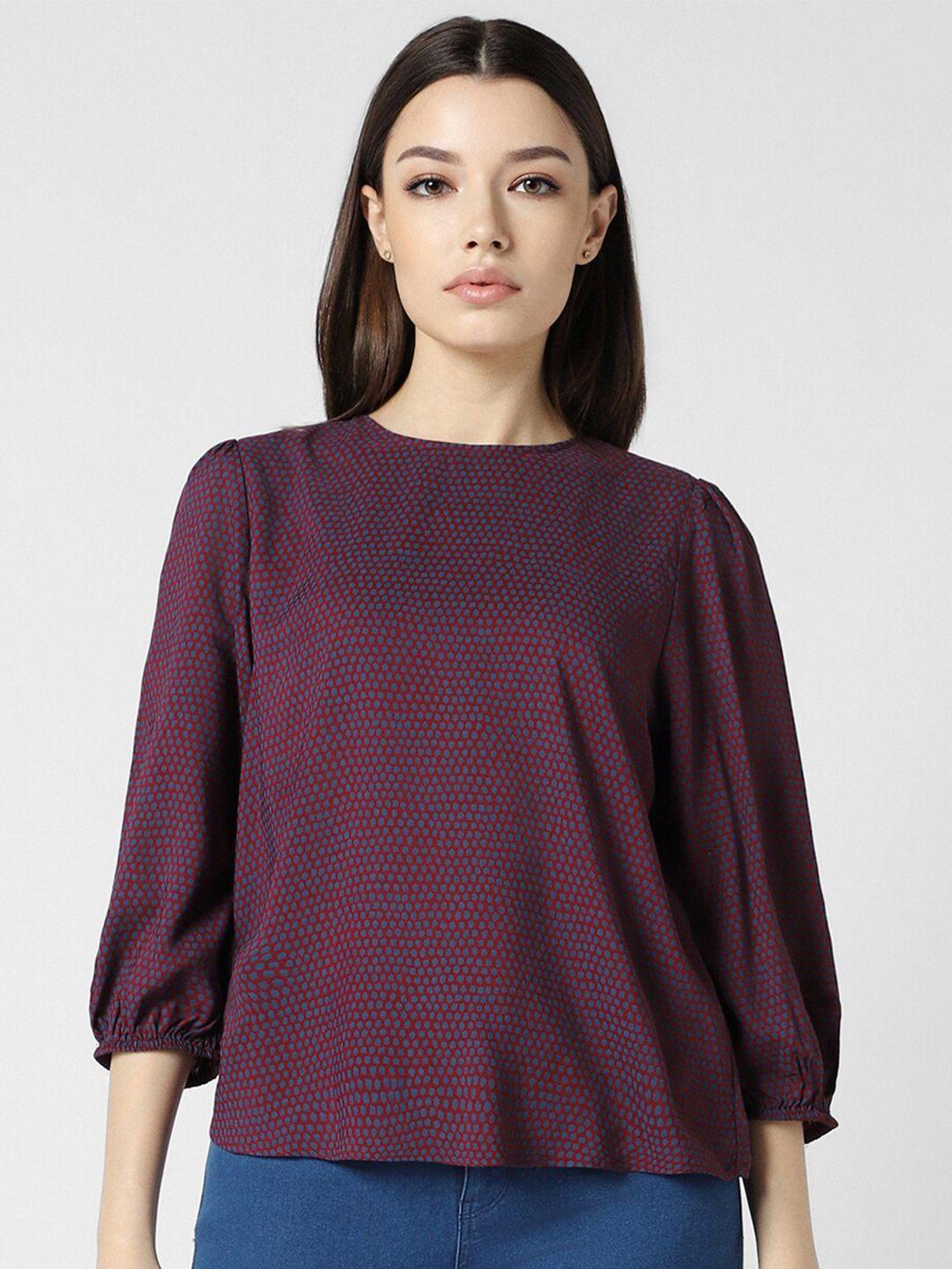 van heusen woman geometric printed puff sleeve top